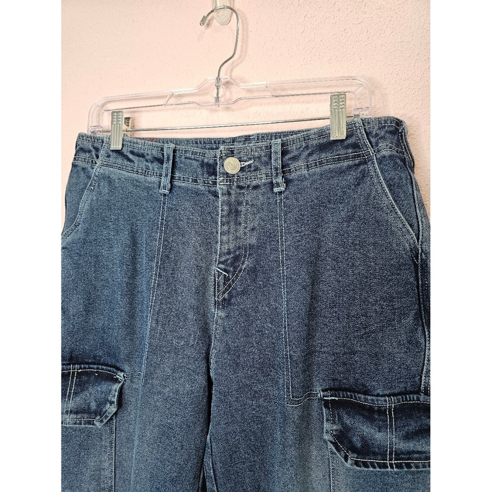 True Religion Womens Denim Cargo SN Straight Jeans Medium Blaze Wash Size 29 NEW - Picture 4 of 9